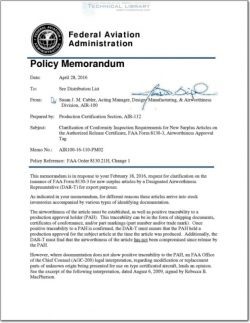 Optional FAA Form 8130-3 Airworthiness Approval Tag for FAA PMA Products