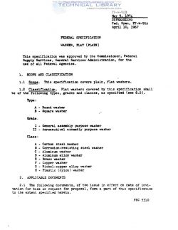 FF-W-92B Federal Specification Washed, Flat (Plain)