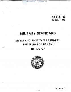 MIL-STD-1759 Rivets and Rivet Type Fasteners Preferred for Design