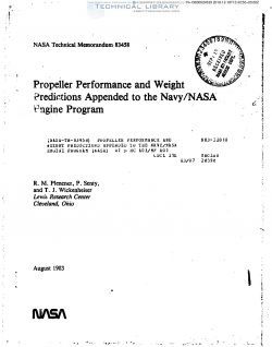 NASA-TM-83458 Propeller Performance and Weight Predictions Appended to the Navy-NASA Engine Program